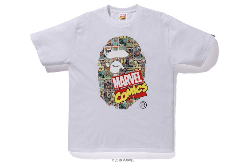 BAPE x Marvel Comics Ape Head Tee White