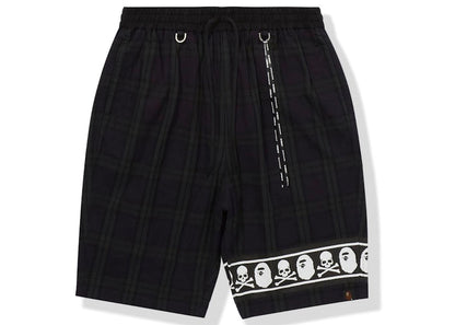 BAPE x Mastermind Check Shorts Green