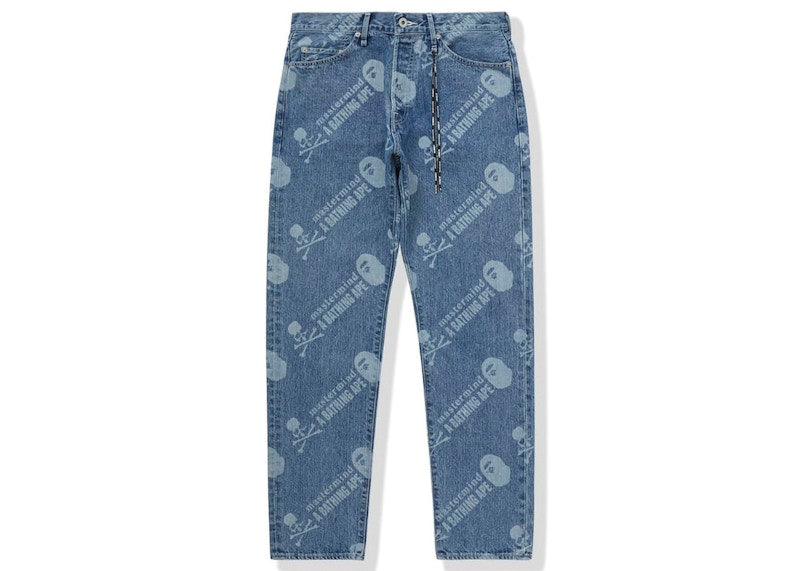 BAPE x Mastermind Washed Denim Pants Blue Indigo