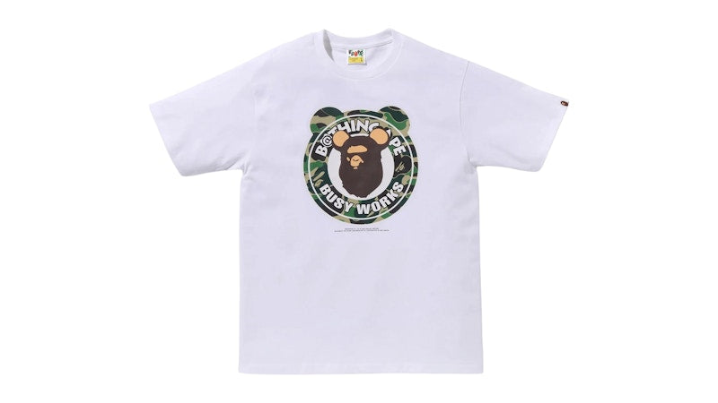 BAPE x Medicom Toy ABC Camo Bear Milo On Bape Tee White