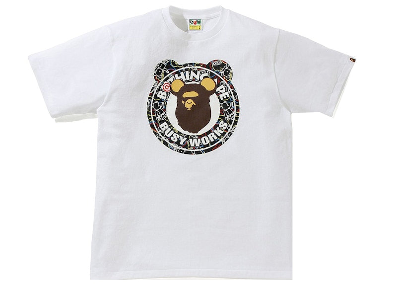 BAPE x Medicom Toy Bearbrick Camo Bear Busy Works Tee White/Black