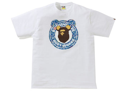 BAPE x Medicom Toy Bearbrick Camo Bear Busy Works Tee White/Blue