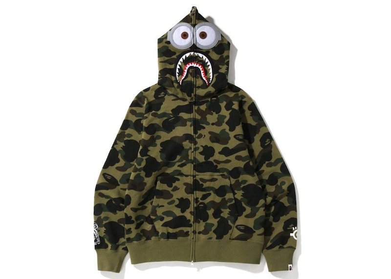 BAPE x Minions 1st Camo Shark Full Zip Hoodie Green