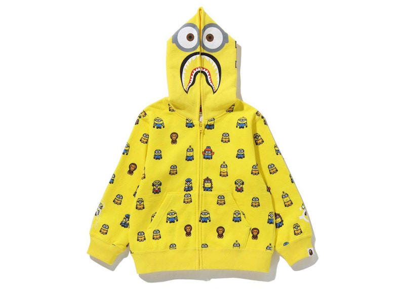 BAPE x Minions Shark Full Zip Kids Hoodie Yellow