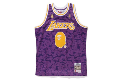 BAPE x Mitchell & Ness Lakers ABC Basketball Swingman Jersey Purple