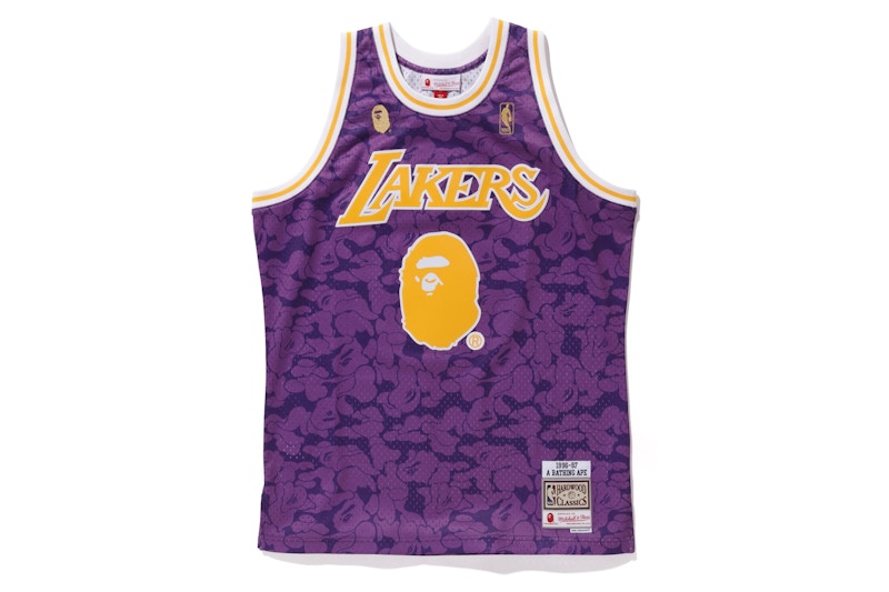 BAPE x Mitchell & Ness Lakers ABC Basketball Swingman Jersey Purple