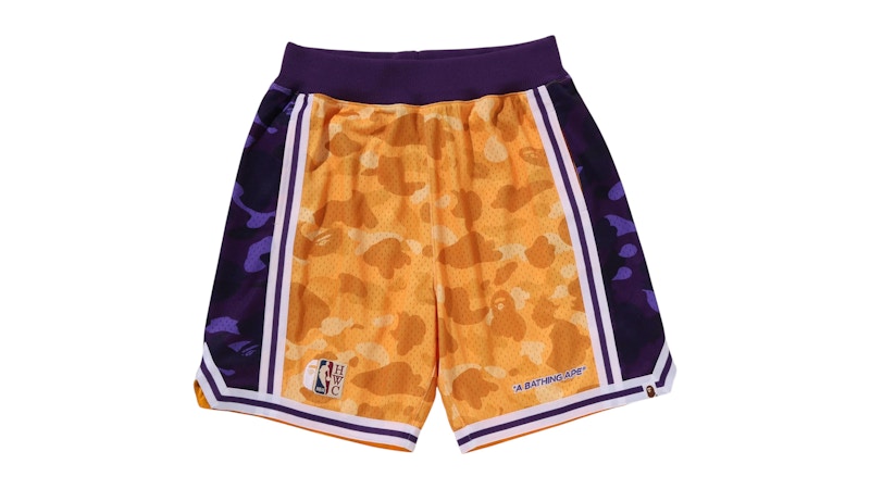 BAPE x Mitchell & Ness NBA Los Angeles Lakers Swingman Shorts Yellow
