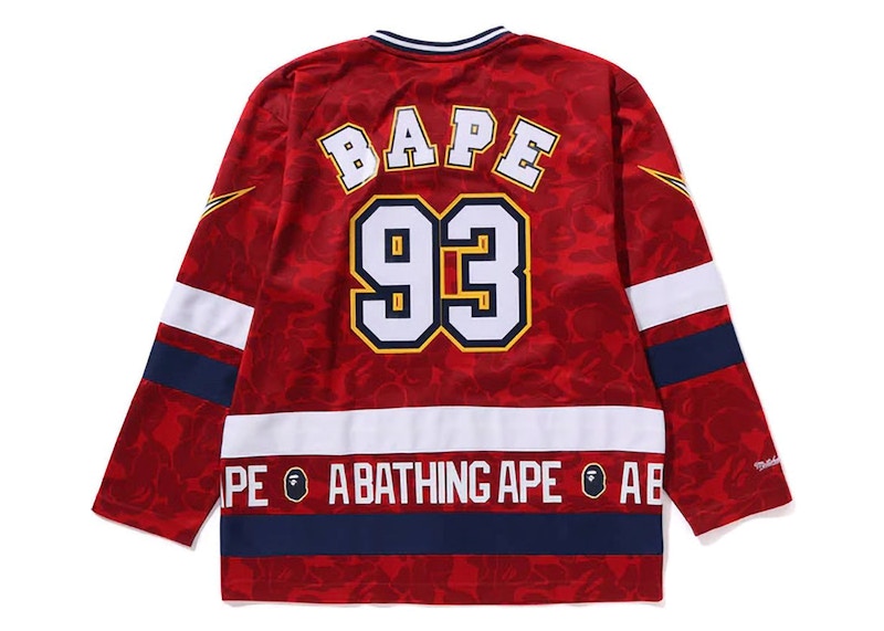 BAPE x Mitchell & Ness NHL Florida Panthers Mesh Hockey Jersey L/S Tee Red