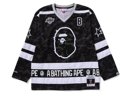 BAPE x Mitchell & Ness NHL Los Angeles Kings Mesh Hockey Jersey L/S Tee Black
