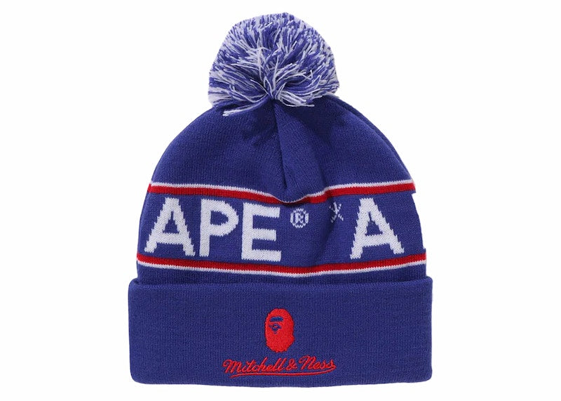 BAPE x Mitchell & Ness NHL Pom Beanie Navy