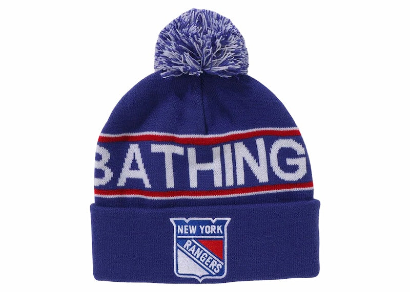 BAPE x Mitchell & Ness NHL Pom Beanie Navy