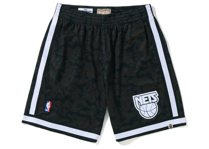 BAPE x Mitchell & Ness New Jersey Nets Shorts Black