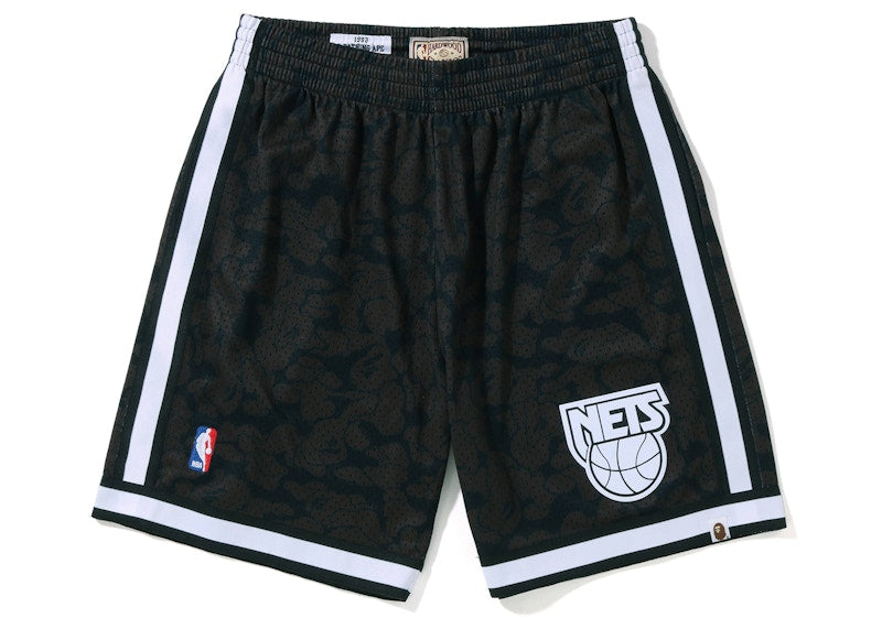 BAPE x Mitchell & Ness New Jersey Nets Shorts Black