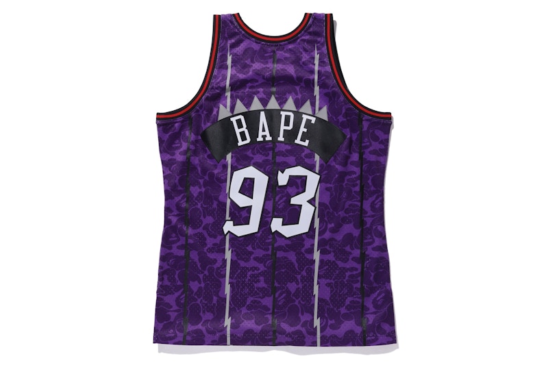 BAPE x Mitchell & Ness Raptors Camo Basketball Swingman Jersey Purple