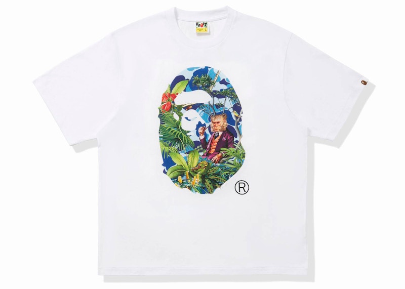 BAPE x Monkey 47 Ape Head Tee White Blue