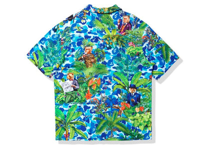 BAPE x Monkey 47 Open Collar S/S Shirt Blue