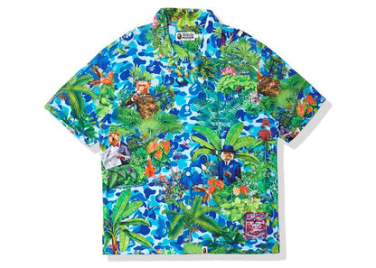 BAPE x Monkey 47 Open Collar S/S Shirt Blue