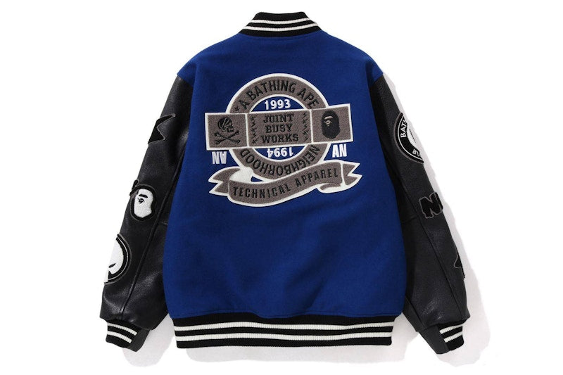 BAPE x Neighborhood Varsity Jacket Blue Black