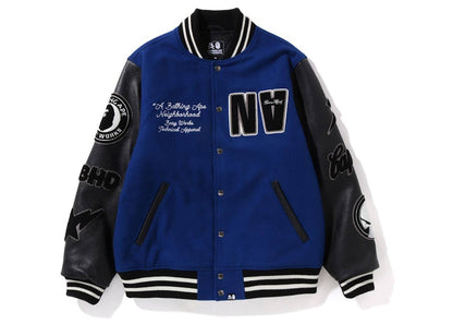 BAPE x Neighborhood Varsity Jacket Blue Black