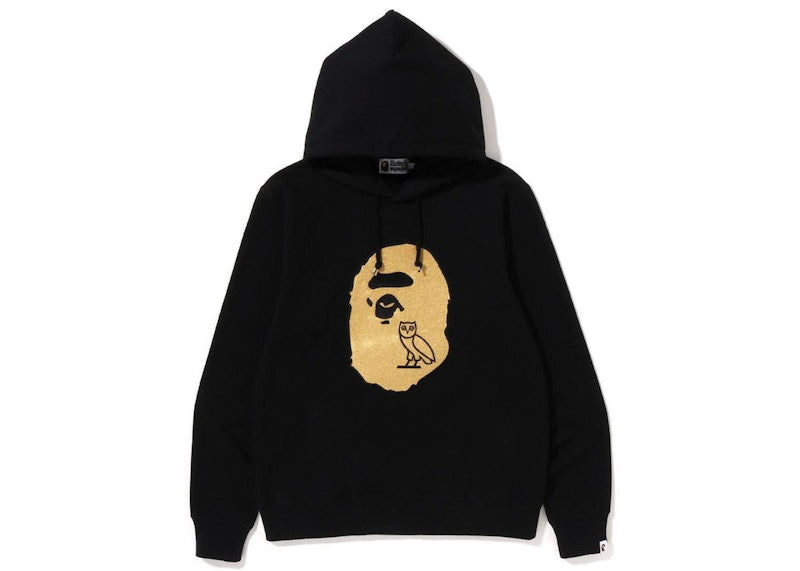 BAPE x OVO Ape Head Pullover Hoodie Black Gold