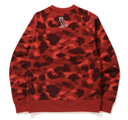 BAPE x OVO Color Camo Crewneck Red