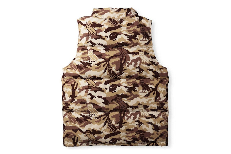 BAPE x OVO Woodland Camo Down Vest Beige