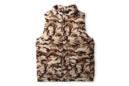 BAPE x OVO Woodland Camo Down Vest Beige