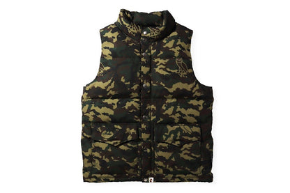 BAPE x OVO Woodland Camo Down Vest Green