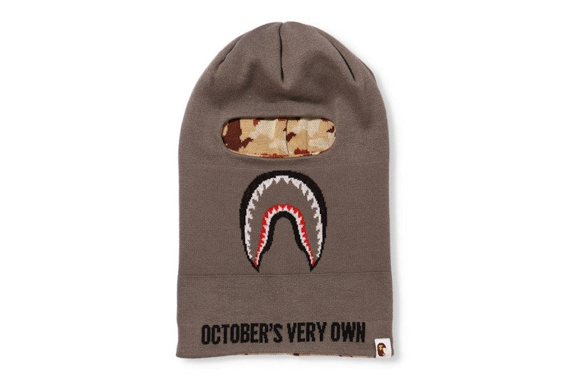 BAPE x OVO Woodland Camo Shark Reversible Balaclava Grey