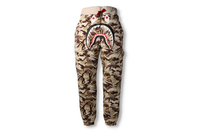 BAPE x OVO Woodland Camo Shark Reversible Sweatpants Red