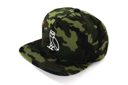 BAPE x OVO Woodland Camo Snapback Cap Green