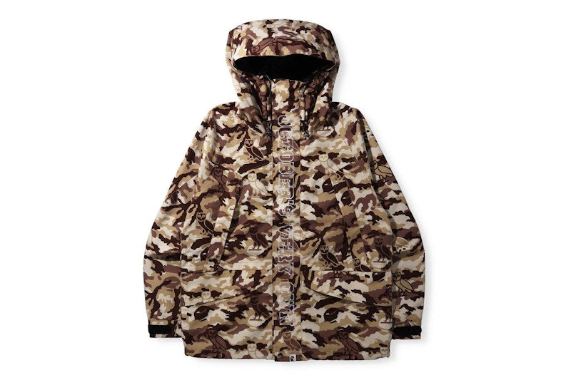 BAPE x OVO Woodland Camo Snowboard Jacket Beige