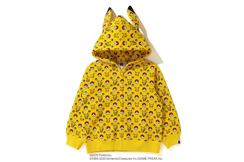 BAPE x Pokemon Kids Zip Hoodie Yellow