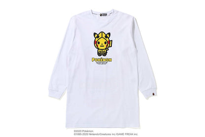 BAPE x Pokemon Ladies Pikachu L/S Tee Onepiece White