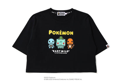 BAPE x Pokemon Ladies Starters Cropped Tee Black