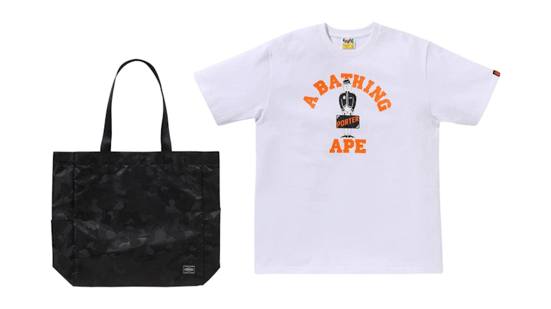 BAPE x Porter Stand Tee & Tote Bag Tee White
