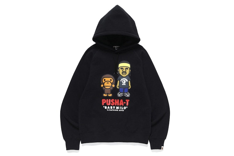 BAPE x Pusha T Baby Milo Pullover Hoodie Black