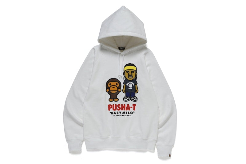 BAPE x Pusha T Baby Milo Pullover Hoodie White