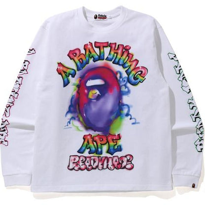 BAPE x READYMADE Spray Wide L/S Tee White
