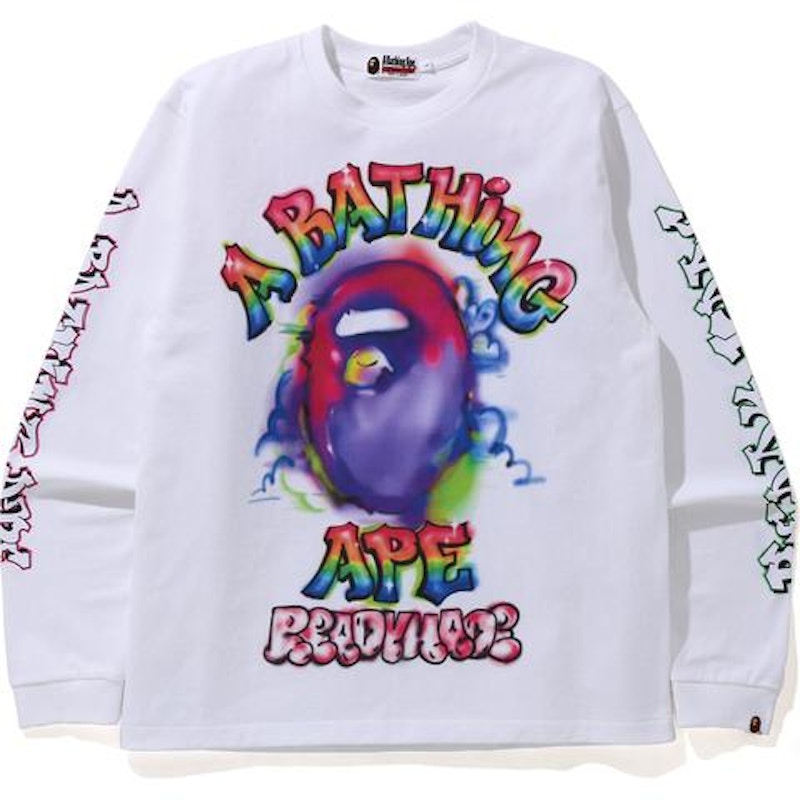 BAPE x READYMADE Spray Wide L/S Tee White