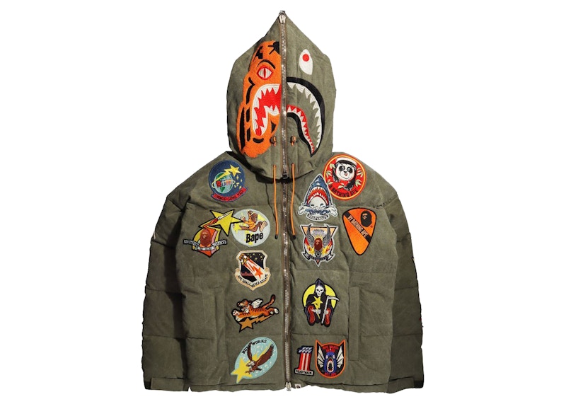 BAPE x READYMADE Tiger Shark Down Jacket Olivedrab
