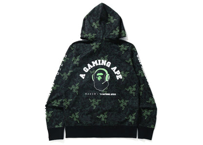 BAPE x Razer A Bathing Ape Neon Camo Full Zip Hoodie Green