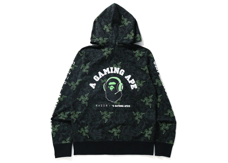 BAPE x Razer A Bathing Ape Neon Camo Full Zip Hoodie Green