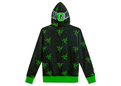 BAPE x Razer Neon Camo Shark Full Zip Hoodie Black Green