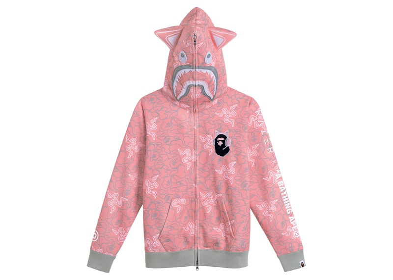 BAPE x Razer Neon Camo Shark Full Zip Hoodie Pink