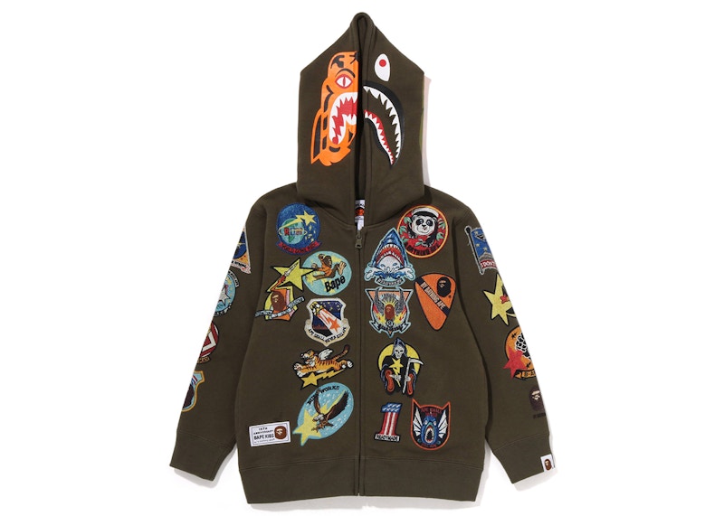 BAPE x Readymade Kids Tiger Shark Zip Hoodie Khaki/Multi