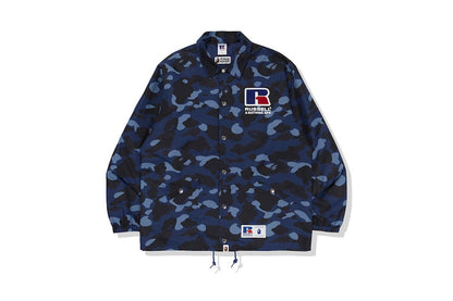 BAPE x Russell Color Camo College Coach Jacket Blue