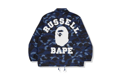 BAPE x Russell Color Camo College Coach Jacket Blue