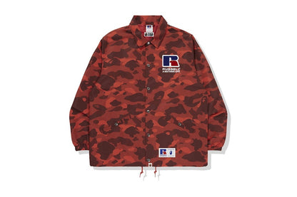 BAPE x Russell Color Camo College Coach Jacket Red