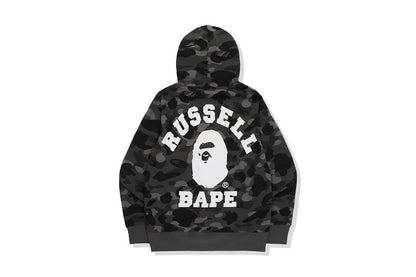 BAPE x Russell Color Camo College Pullover Hoodie Black